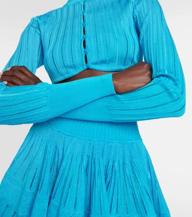 Alaia Alaïa Ribbed-knit cropped cardigan | Thumbnail 3 Alaia Alaïa Ribbed-knit cropped cardigan | Thumbnail 3
