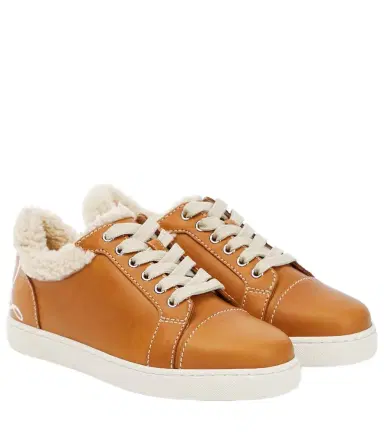 Christian Louboutin Vierissima shearling-trimmed sneakers | Thumbnail 1 Christian Louboutin Vierissima shearling-trimmed sneakers | Thumbnail 1