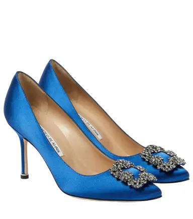 Manolo Blahnik Hangisi 90 embellished satin pumps | Thumbnail 1 Manolo Blahnik Hangisi 90 embellished satin pumps | Thumbnail 1