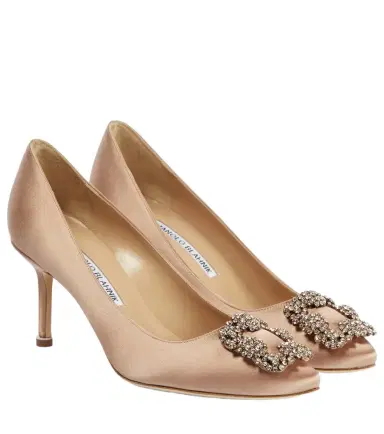 Manolo Blahnik Hangisi 70 embellished satin pumps | Thumbnail 1 Manolo Blahnik Hangisi 70 embellished satin pumps | Thumbnail 1