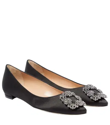 Manolo Blahnik Hangisiflat embellished satin ballet flats | Thumbnail 1 Manolo Blahnik Hangisiflat embellished satin ballet flats | Thumbnail 1