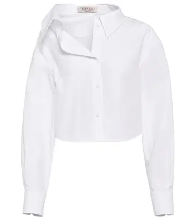 Valentino Asymmetric cropped cotton shirt | Thumbnail 1 Valentino Asymmetric cropped cotton shirt | Thumbnail 1