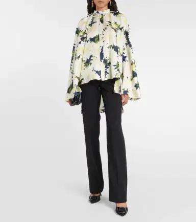 Oscar de la Renta Floral cotton-blend blouse | Thumbnail 3 Oscar de la Renta Floral cotton-blend blouse | Thumbnail 3