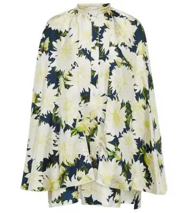 Oscar de la Renta Floral cotton-blend blouse | Thumbnail 1 Oscar de la Renta Floral cotton-blend blouse | Thumbnail 1