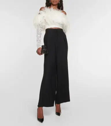 David Koma Sequined feather-trimmed crop top | Thumbnail 6 David Koma Sequined feather-trimmed crop top | Thumbnail 6