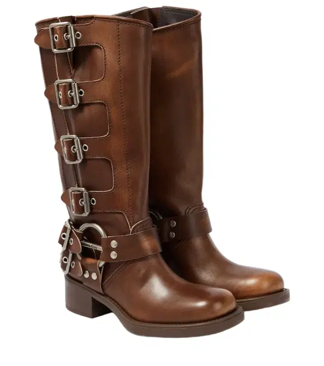 Studded leather knee-high boots Studded leather knee-high boots