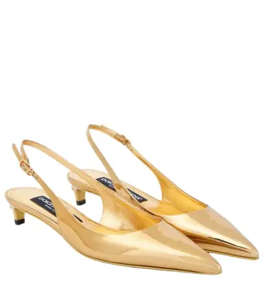 Dolce & Gabbana Metallic patent leather slingback pumps | Thumbnail 1 Dolce & Gabbana Metallic patent leather slingback pumps | Thumbnail 1