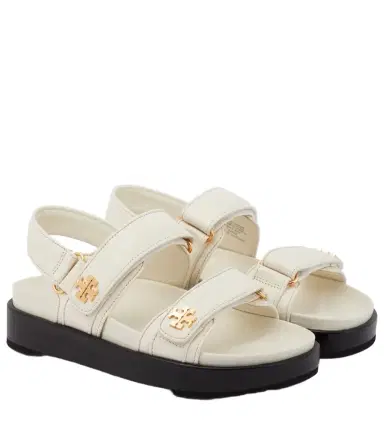 Tory Burch Double T leather sandals | Thumbnail 1 Tory Burch Double T leather sandals | Thumbnail 1
