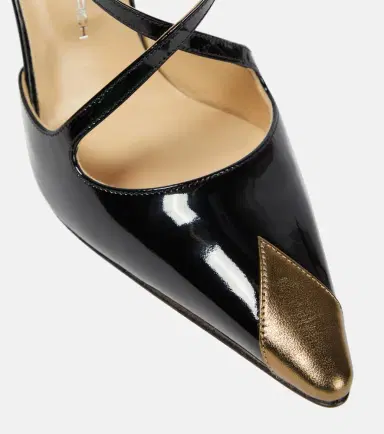 Alessandra Rich Paneled patent leather pumps | Thumbnail 4 Alessandra Rich Paneled patent leather pumps | Thumbnail 4