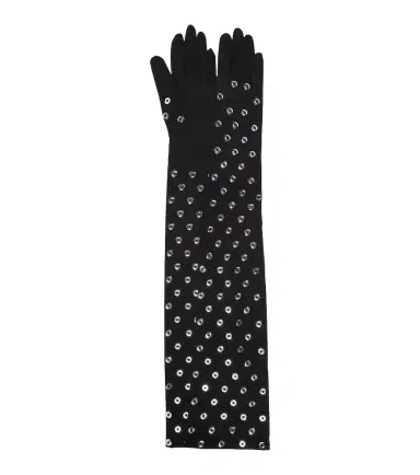 Alaïa Alaïa Eyelet embellished jersey gloves | Thumbnail 1 Alaïa Alaïa Eyelet embellished jersey gloves | Thumbnail 1