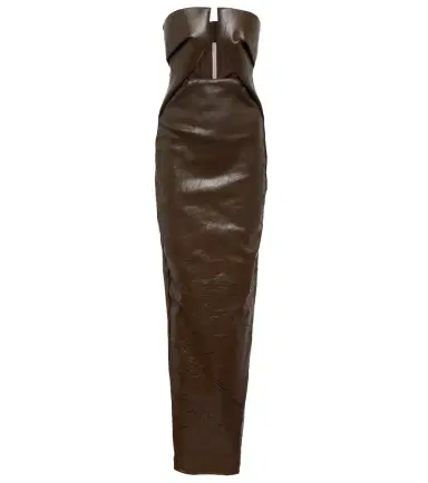 Rick Owens Strapless coated denim gown | Thumbnail 1 Rick Owens Strapless coated denim gown | Thumbnail 1