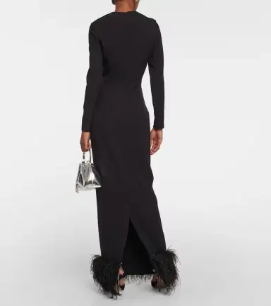 Safiyaa Feather-trimmed crêpe gown | Thumbnail 4 Safiyaa Feather-trimmed crêpe gown | Thumbnail 4