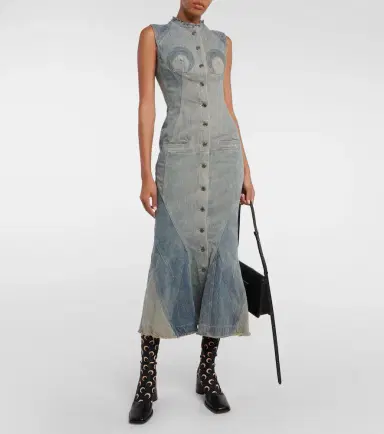 Marine Serre All Over Moon denim maxi dress | Thumbnail 5 Marine Serre All Over Moon denim maxi dress | Thumbnail 5