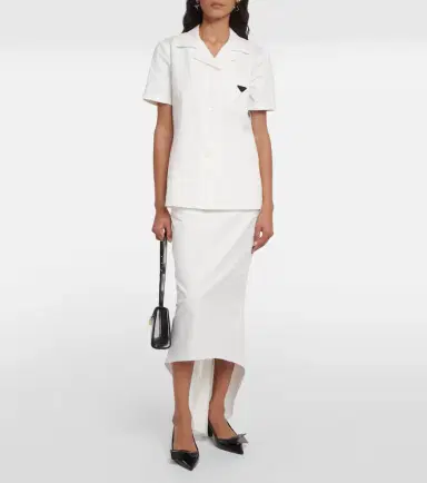 Prada Asymmetric cotton midi skirt | Thumbnail 2 Prada Asymmetric cotton midi skirt | Thumbnail 2