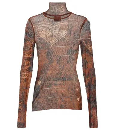 Jean Paul Gaultier x KNWLS printed mesh high-neck top | Thumbnail 1 Jean Paul Gaultier x KNWLS printed mesh high-neck top | Thumbnail 1