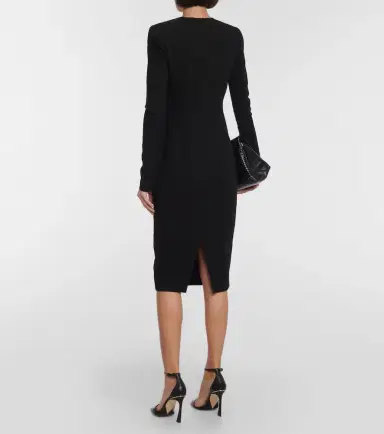 Victoria Beckham Wool crepe midi dress | Thumbnail 2 Victoria Beckham Wool crepe midi dress | Thumbnail 2