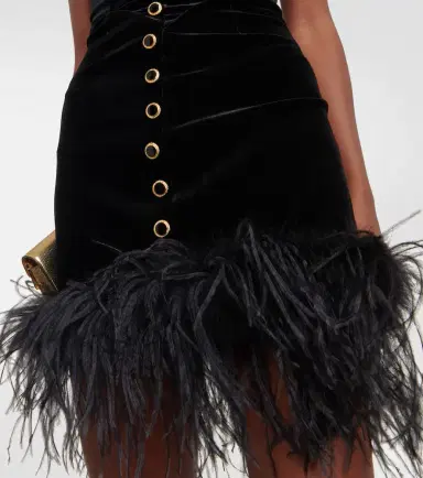 Alessandra Rich Feather-trimmed velvet minidress | Thumbnail 3 Alessandra Rich Feather-trimmed velvet minidress | Thumbnail 3
