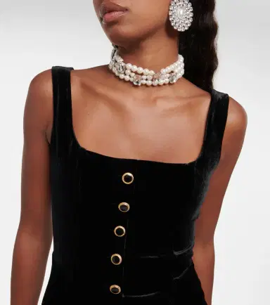 Alessandra Rich Feather-trimmed velvet minidress | Thumbnail 4 Alessandra Rich Feather-trimmed velvet minidress | Thumbnail 4