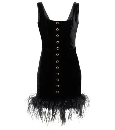 Alessandra Rich Feather-trimmed velvet minidress | Thumbnail 1 Alessandra Rich Feather-trimmed velvet minidress | Thumbnail 1