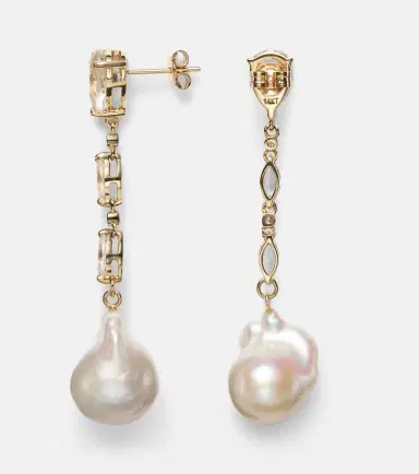 Mateo 14kt gold earrings with pearls, diamonds, and topaz | Thumbnail 4 Mateo 14kt gold earrings with pearls, diamonds, and topaz | Thumbnail 4