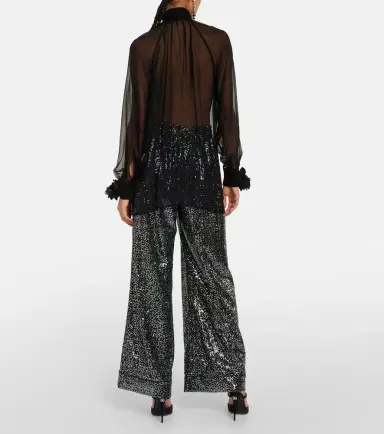 Dolce & Gabbana Floral-appliqué silk chiffon blouse | Thumbnail 4 Dolce & Gabbana Floral-appliqué silk chiffon blouse | Thumbnail 4