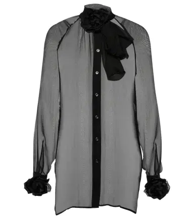 Dolce & Gabbana Floral-appliqué silk chiffon blouse | Thumbnail 1 Dolce & Gabbana Floral-appliqué silk chiffon blouse | Thumbnail 1