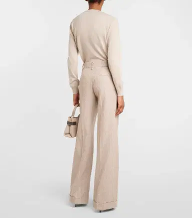 Brunello Cucinelli Chevron wool-blend flared pants | Thumbnail 4 Brunello Cucinelli Chevron wool-blend flared pants | Thumbnail 4