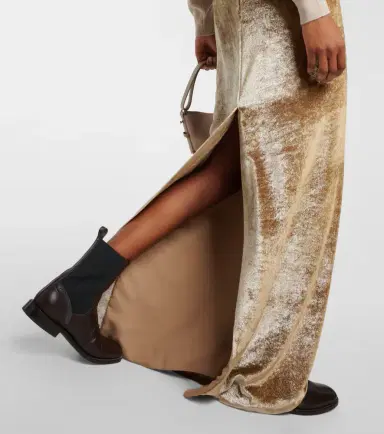 Brunello Cucinelli High-rise velvet maxi skirt | Thumbnail 2 Brunello Cucinelli High-rise velvet maxi skirt | Thumbnail 2