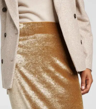 Brunello Cucinelli High-rise velvet maxi skirt | Thumbnail 3 Brunello Cucinelli High-rise velvet maxi skirt | Thumbnail 3