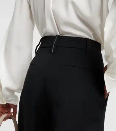 Brunello Cucinelli High-rise gabardine wide-leg pants | Thumbnail 3 Brunello Cucinelli High-rise gabardine wide-leg pants | Thumbnail 3