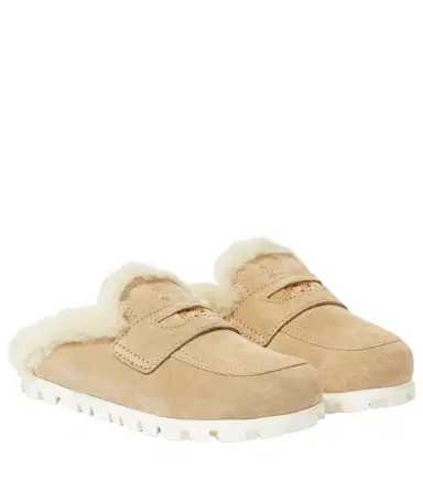 Miu Miu Shearling-lined suede slippers | Thumbnail 1 Miu Miu Shearling-lined suede slippers | Thumbnail 1
