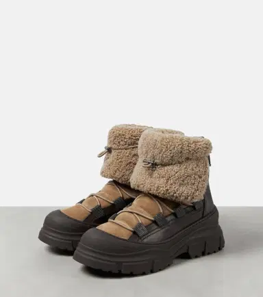 Brunello Cucinelli Shearling-lined suede ankle boots | Thumbnail 3 Brunello Cucinelli Shearling-lined suede ankle boots | Thumbnail 3