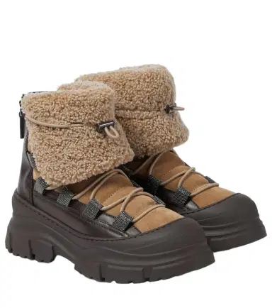 Brunello Cucinelli Shearling-lined suede ankle boots | Thumbnail 1 Brunello Cucinelli Shearling-lined suede ankle boots | Thumbnail 1