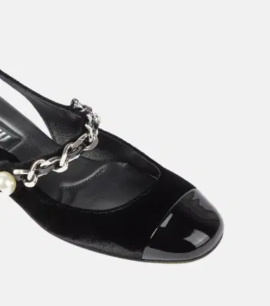 Miu Miu Chain-detail velvet slingback pumps | Thumbnail 4 Miu Miu Chain-detail velvet slingback pumps | Thumbnail 4