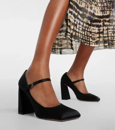 Amina Muaddi Charlotte 95 satin pumps | Thumbnail 5 Amina Muaddi Charlotte 95 satin pumps | Thumbnail 5