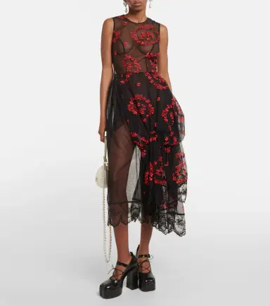 Simone Rocha Floral embroidered tulle midi dress | Thumbnail 2 Simone Rocha Floral embroidered tulle midi dress | Thumbnail 2