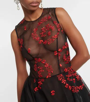 Simone Rocha Floral embroidered tulle midi dress | Thumbnail 4 Simone Rocha Floral embroidered tulle midi dress | Thumbnail 4
