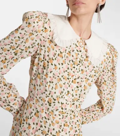 Alessandra Rich Floral silk midi dress | Thumbnail 3 Alessandra Rich Floral silk midi dress | Thumbnail 3