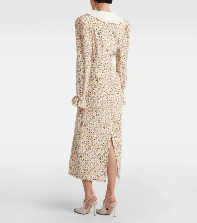 Alessandra Rich Floral silk midi dress | Thumbnail 4 Alessandra Rich Floral silk midi dress | Thumbnail 4