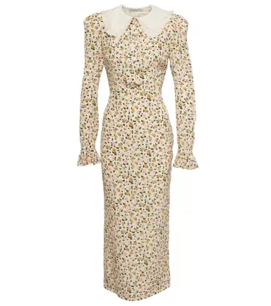 Alessandra Rich Floral silk midi dress | Thumbnail 1 Alessandra Rich Floral silk midi dress | Thumbnail 1