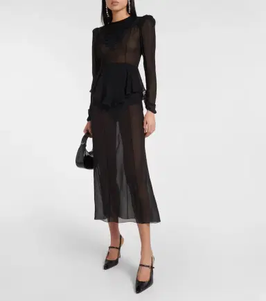 Alessandra Rich Silk georgette midi dress | Thumbnail 2 Alessandra Rich Silk georgette midi dress | Thumbnail 2