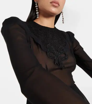 Alessandra Rich Silk georgette midi dress | Thumbnail 3 Alessandra Rich Silk georgette midi dress | Thumbnail 3
