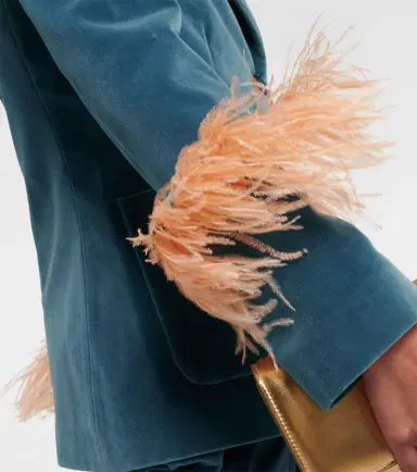 La DoubleJ Feather-trimmed cotton velvet blazer | Thumbnail 2 La DoubleJ Feather-trimmed cotton velvet blazer | Thumbnail 2