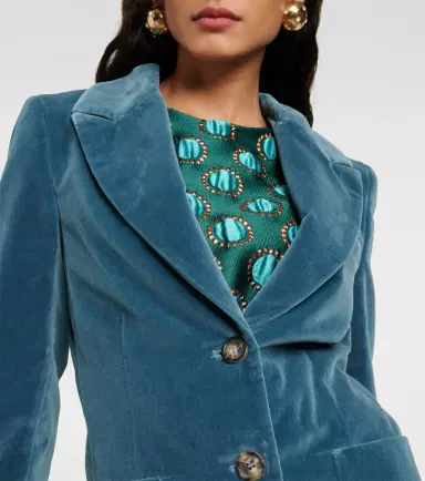 La DoubleJ Feather-trimmed cotton velvet blazer | Thumbnail 4 La DoubleJ Feather-trimmed cotton velvet blazer | Thumbnail 4
