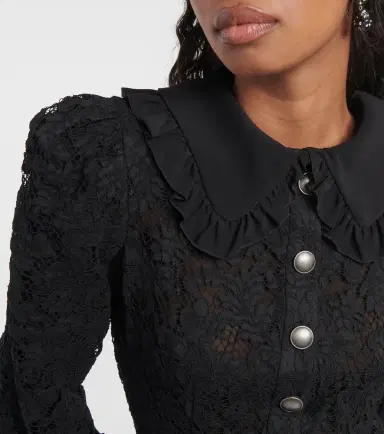 Alessandra Rich Puff-sleeve cotton blend lace midi dress | Thumbnail 2 Alessandra Rich Puff-sleeve cotton blend lace midi dress | Thumbnail 2