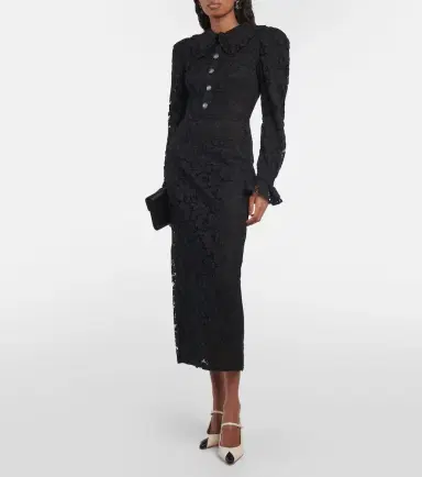 Alessandra Rich Puff-sleeve cotton blend lace midi dress | Thumbnail 4 Alessandra Rich Puff-sleeve cotton blend lace midi dress | Thumbnail 4