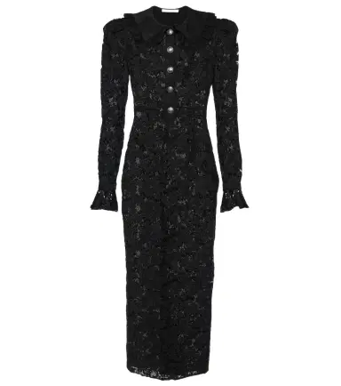 Alessandra Rich Puff-sleeve cotton blend lace midi dress | Thumbnail 1 Alessandra Rich Puff-sleeve cotton blend lace midi dress | Thumbnail 1
