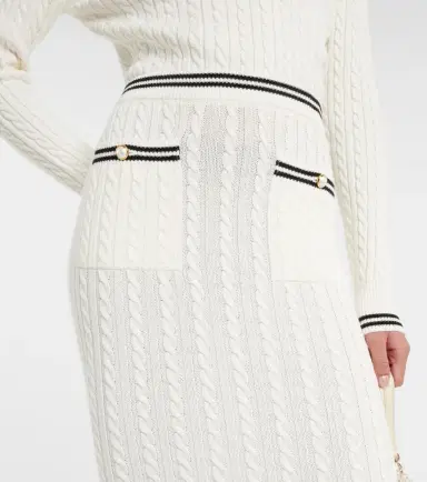 Alessandra Rich Striped cable-knit cotton midi skirt | Thumbnail 2 Alessandra Rich Striped cable-knit cotton midi skirt | Thumbnail 2