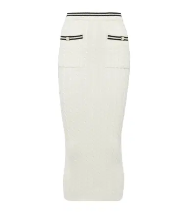 Alessandra Rich Striped cable-knit cotton midi skirt | Thumbnail 1 Alessandra Rich Striped cable-knit cotton midi skirt | Thumbnail 1