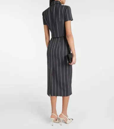 Alessandra Rich Pinstripe cropped wool-blend jacket | Thumbnail 4 Alessandra Rich Pinstripe cropped wool-blend jacket | Thumbnail 4